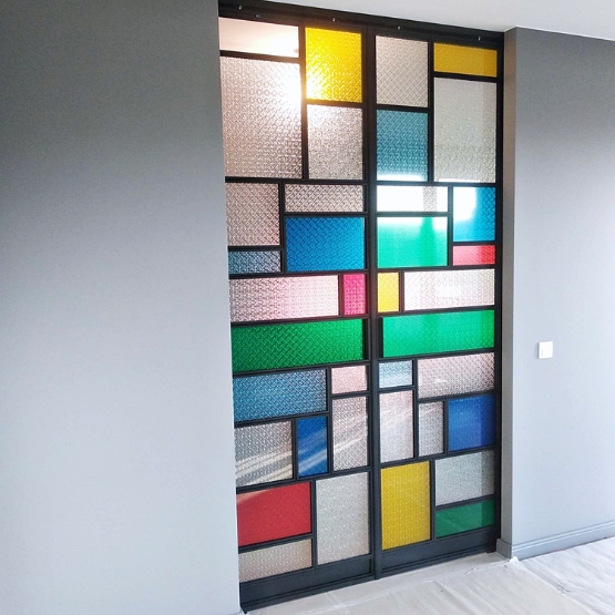 Drzwi loftowe kolorowe szkło GDEL